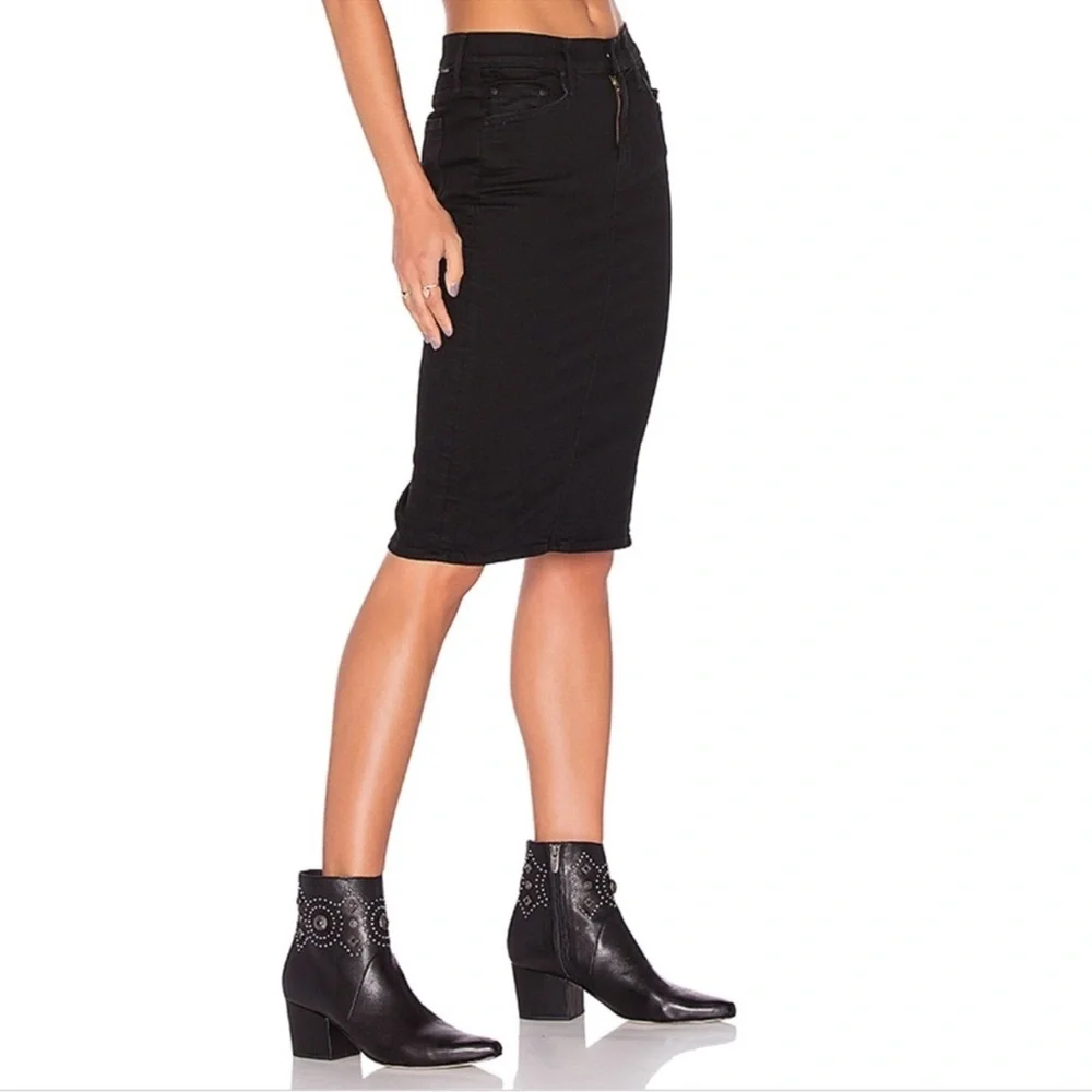 MOTHER The Peg Slit Black Pencil Skirt “Not Guilty” In Denim 🖤